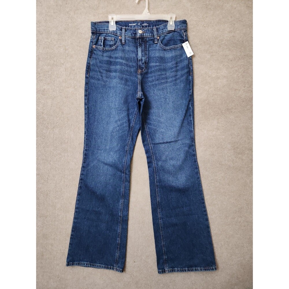 Old Navy Loose Boot-Cut Jeans Womens 10 Tall Blue Dark Wash Cotton NEW - Picture 4 of 11